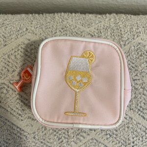 Pink Cosmetic Pouch with Cocktail Design